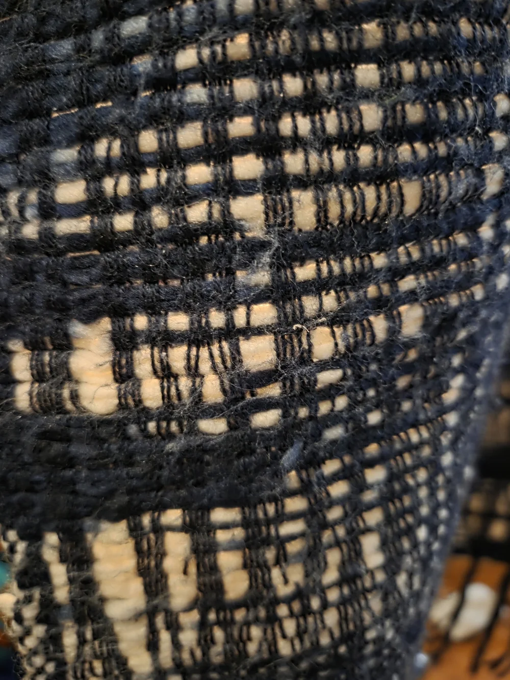 ​Lucky Brand Home Blue Cream Chunky Slub Woven Boho Fringe Throw Blanket 50x70